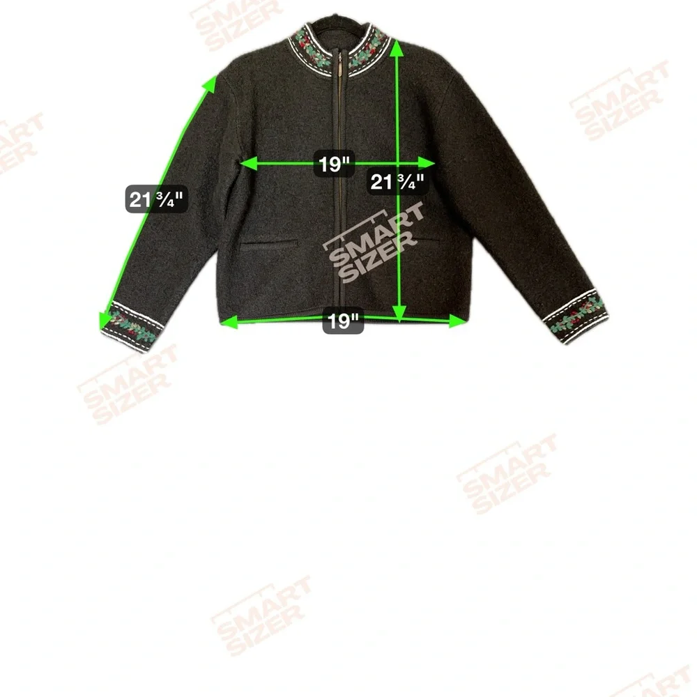 Vintage Alps 100% Wool Black Christmas Holiday Cardigan with Embroidered Accents